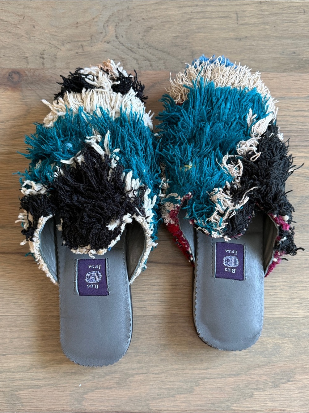 Res Ipsa Babouche Upcycled Textile Rug Slippers Sz 9
